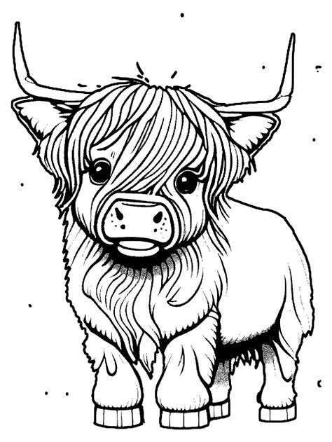 Highland Cow Colouring Page for Kids to Print