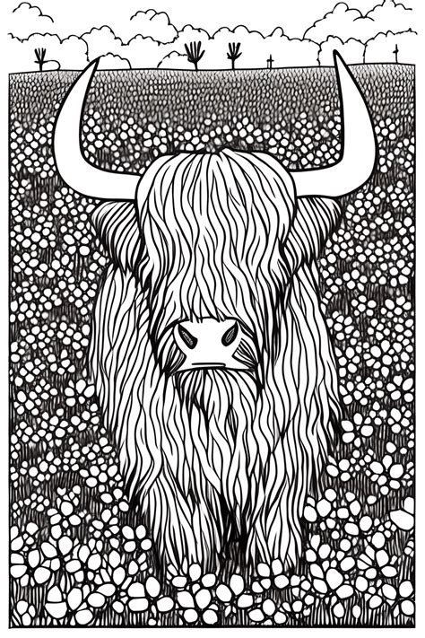 Highland Cow Colouring Page for Kids to Print