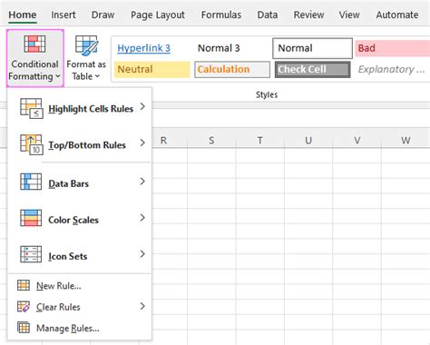 Highlight Cells Feature in Excel