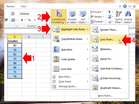 Highlight Cells Rules Example