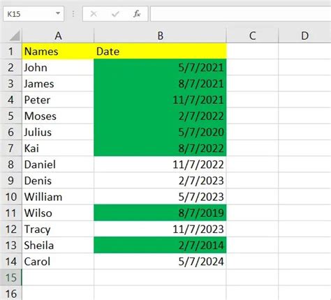 Highlighting old dates in Excel