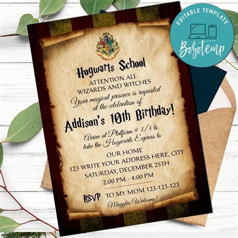 Hogwarts Birthday Party Invitations