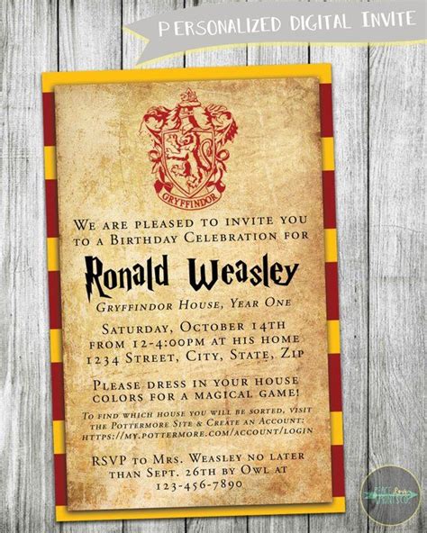 Hogwarts House Invitation