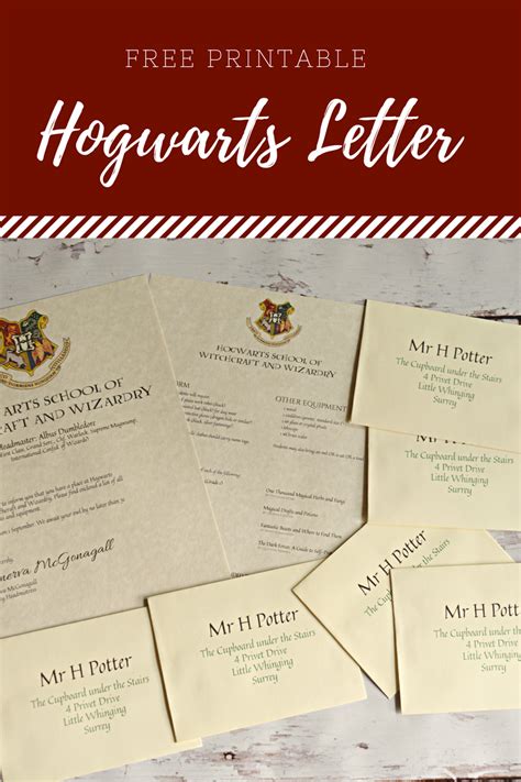 A printed Hogwarts letter