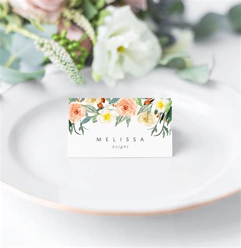 Holiday Floral Place Card Template