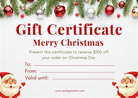 Holiday Season Holiday Gift Certificate Template