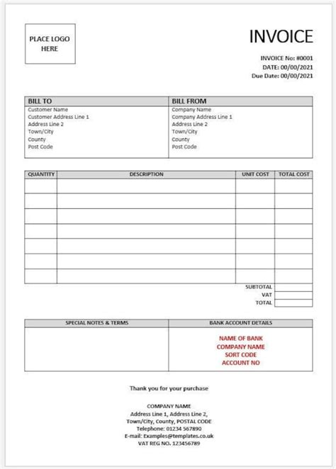 Home Depot Invoice Template Customizable