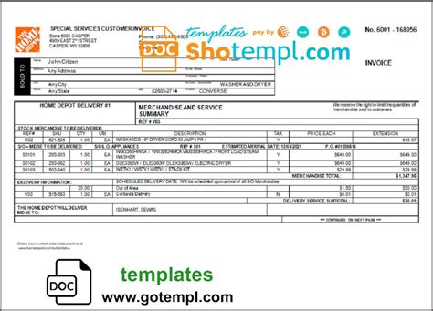 Home Depot Invoice Template Online Generator