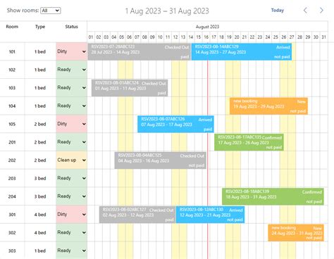 Hotel Room Booking Calendars