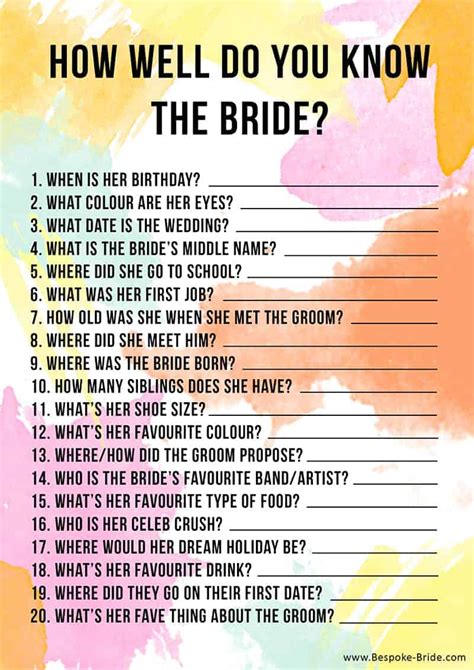 How Well Do You Know the Bride