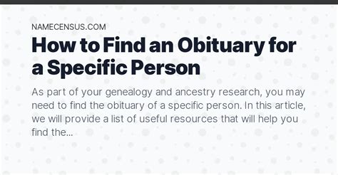 How to Find Obituaries