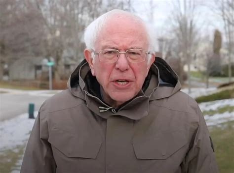 Bernie Sanders speaking at a podium