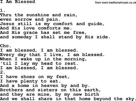 I Have Been Blessed Printable Lyrics