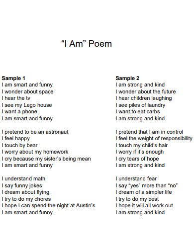 I Am Poem Template