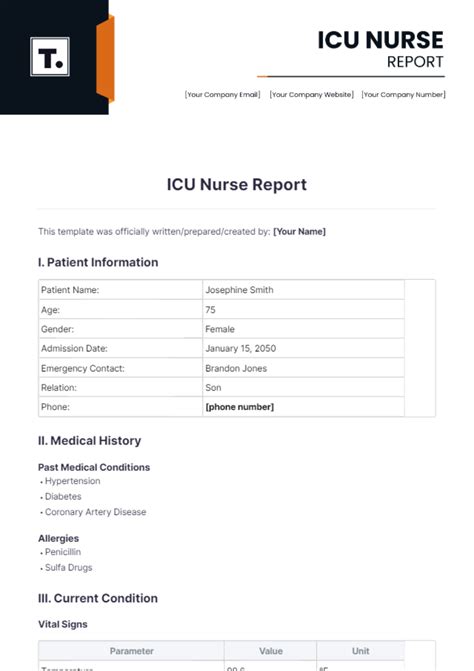 ICU Nursing Report Template