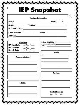 IEP Snapshot Template Word