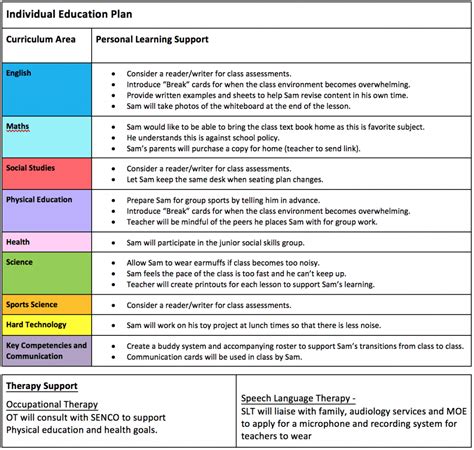 IEP template for students with autism