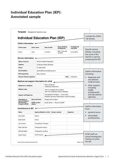 IEP template for teachers