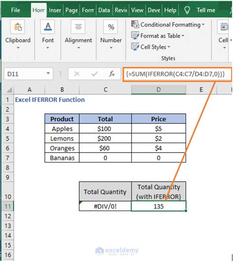 Using the IFERROR Function