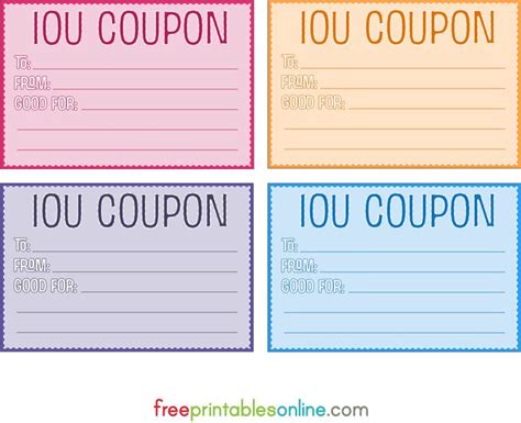 IOU Coupon Template