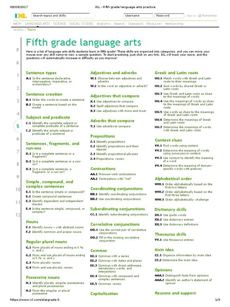 IXL Language Arts Printable Worksheets For Kids