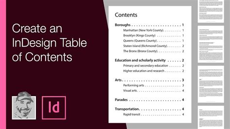 InDesign Templates for Table of Contents