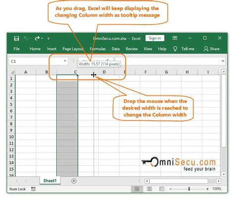 Increase Column Width example