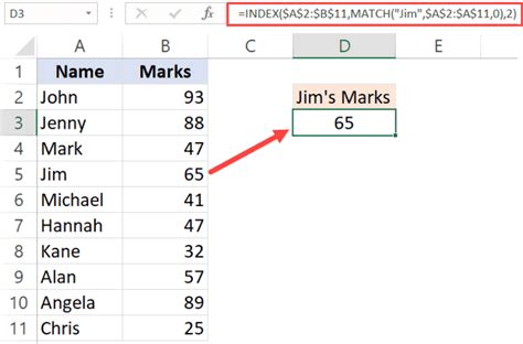 Index Match Combination Example