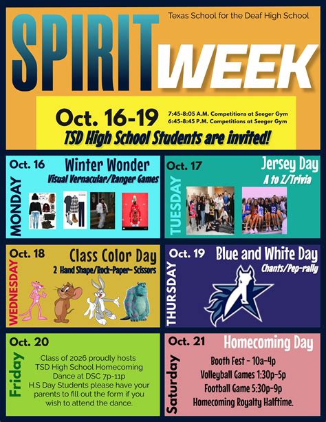 Inspirational Spirit Week flyers