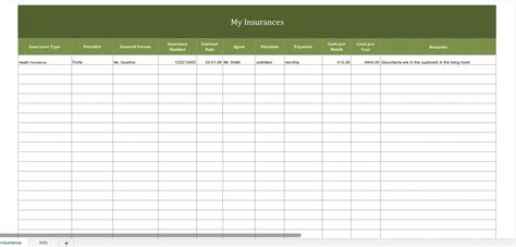 Insurance Card Template Excel Spreadsheet