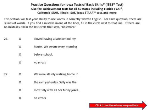 Iowa Test Practice Printables for Language Arts