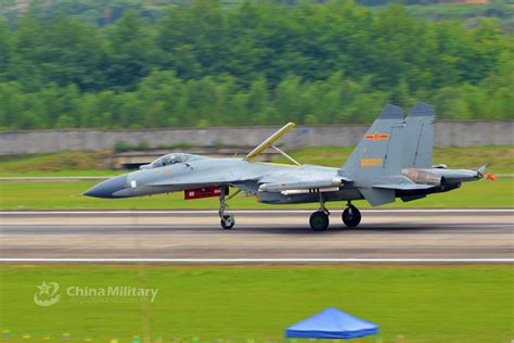 A J-11 fighter jet taking off