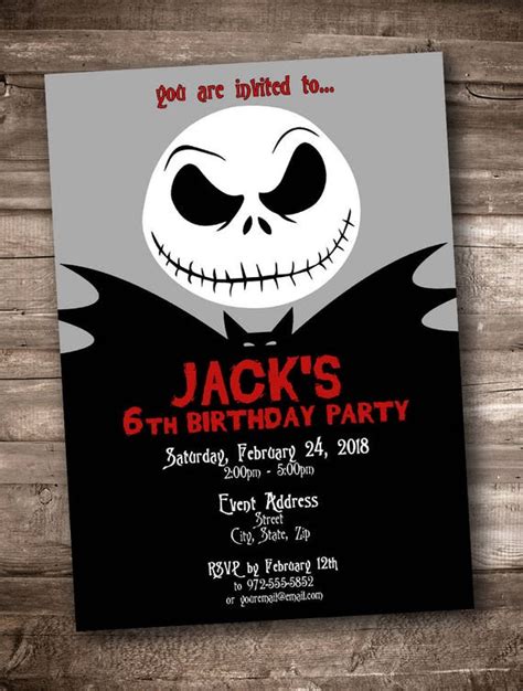 Jack Skellington Face Template Party Invitations