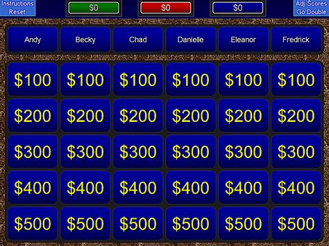 Jeopardy Template Kid-Friendly Image