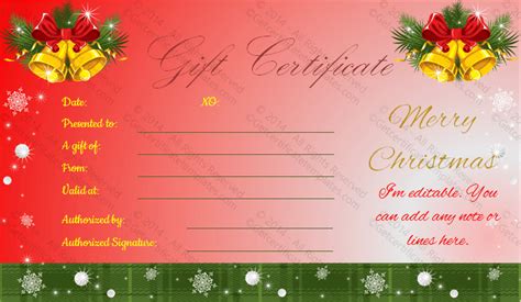 Jingle Bell Holiday Gift Certificate Template