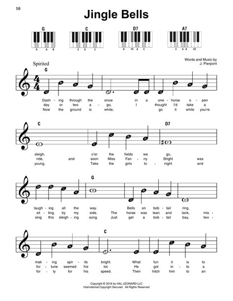 Jingle Bells Piano Sheet Music Beginner