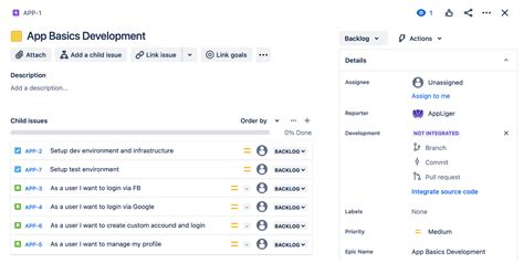 Jira templates for epics