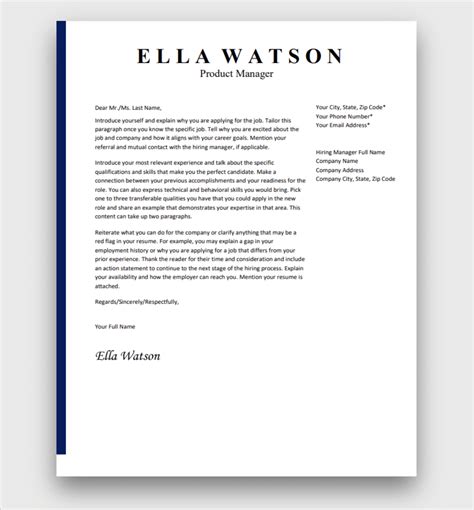 Job Cover Letter Template