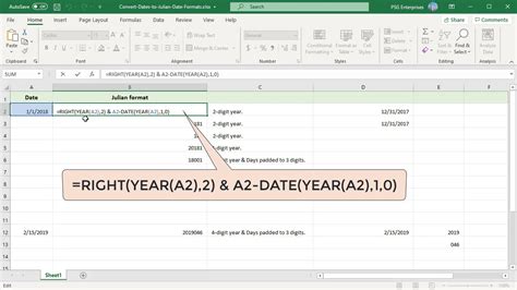 Julian Date Conversion in Excel