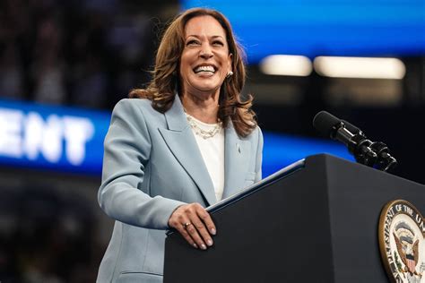 Kamala Harris speaking at a campaign rally