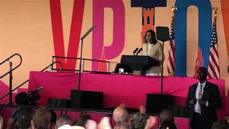 Kamala Harris speaking at a fundraising event