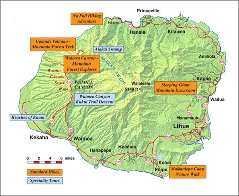 Kauai Hiking Trails Map Image