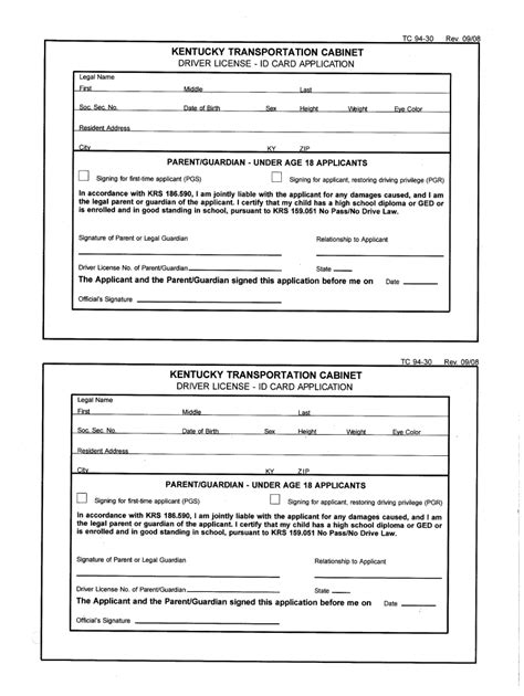 Kentucky Driver's License Renewal Forms