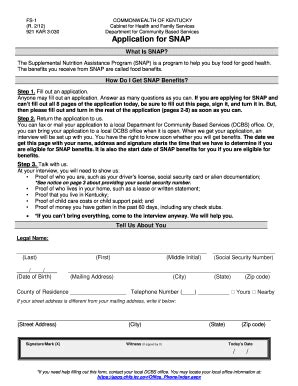 Kentucky SNAP application form