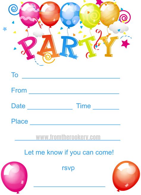 Kids Birthday Party Invitations Printables