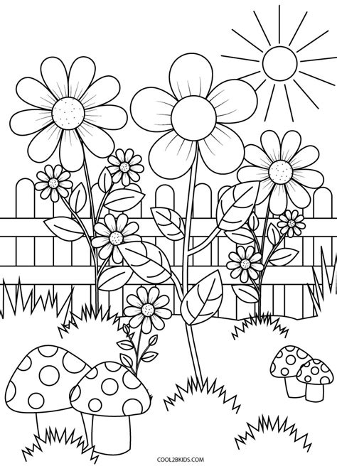 Kids Coloring Pages Garden Flowers