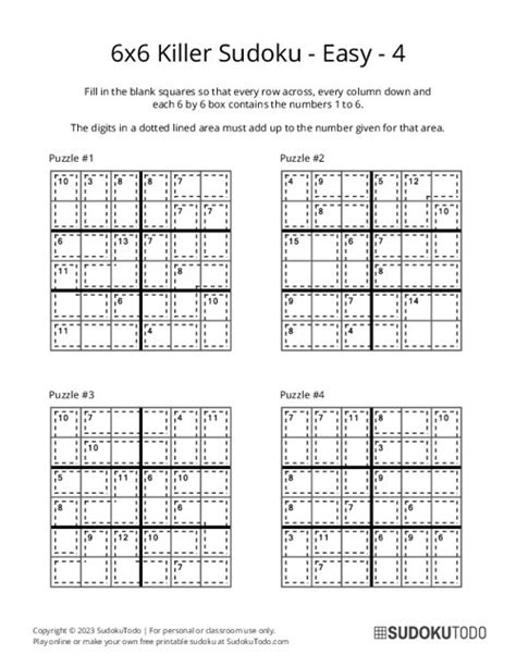 Killer Sudoku Printables