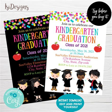 Kindergarten Graduation Invitation Templates Gallery Image 2