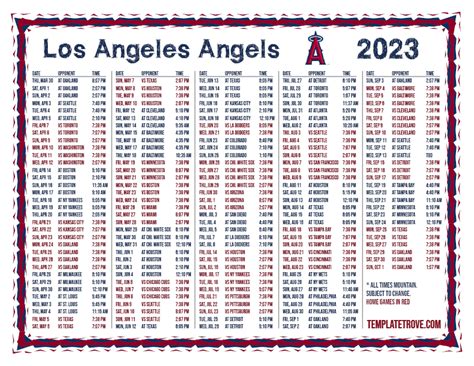 LA Angels 2023 Schedule Image 1