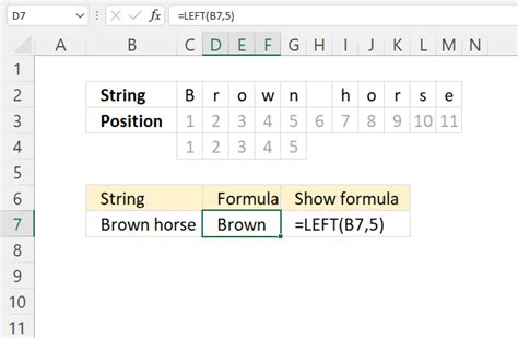 Excel formula using the LEFT function